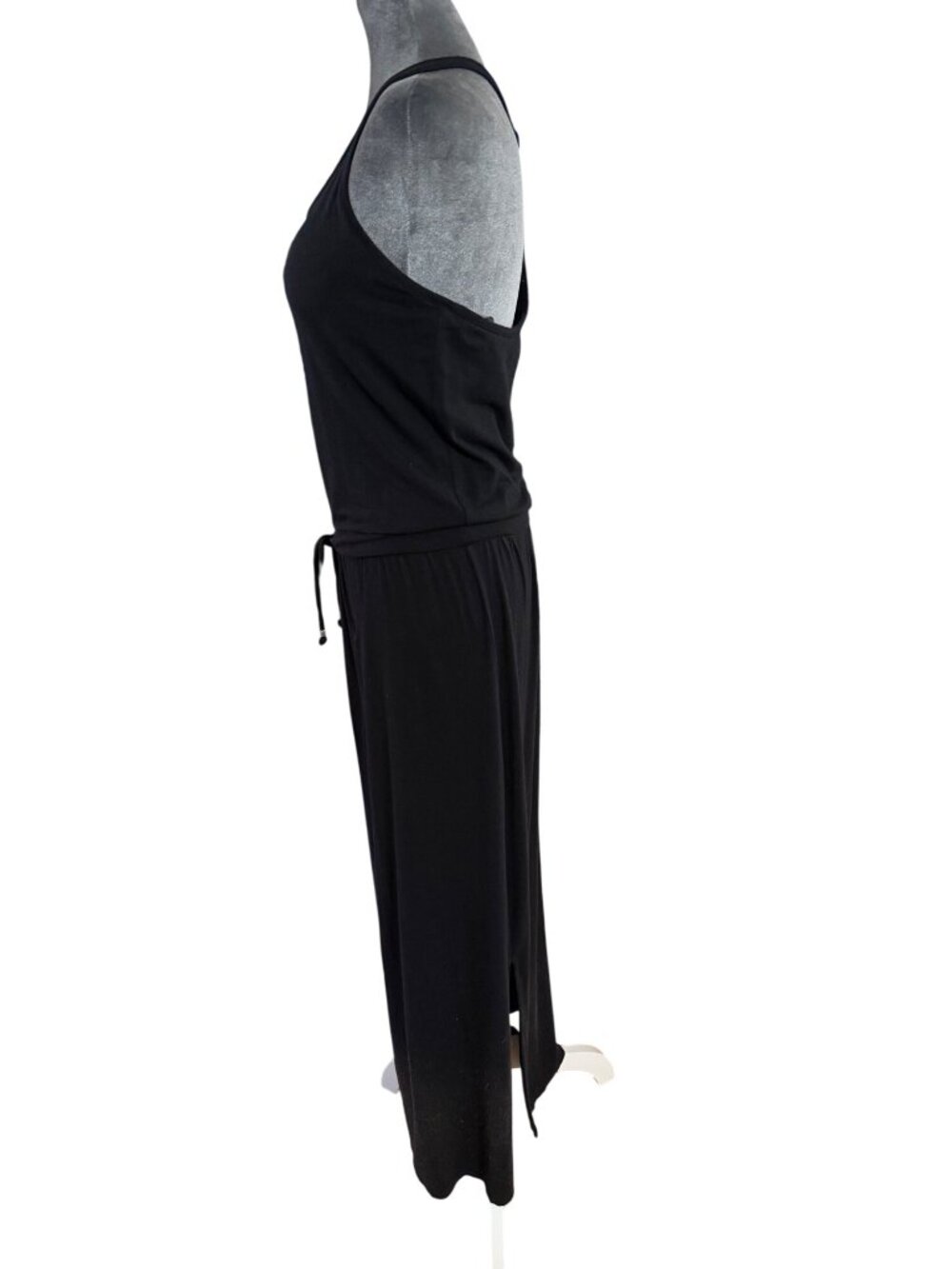 Athleta Black Racerback Maxi Dress With Tie Waist SP Size Lyocell Blend - Picture 3 of 6